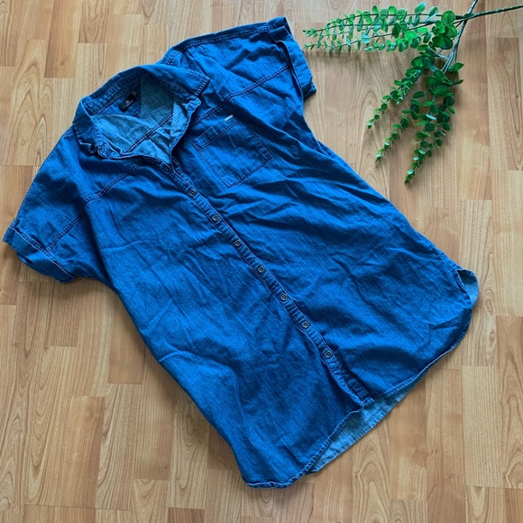 Volcom Yo Shortie Oversized Blue Denim Dress - Picture 4 of 14